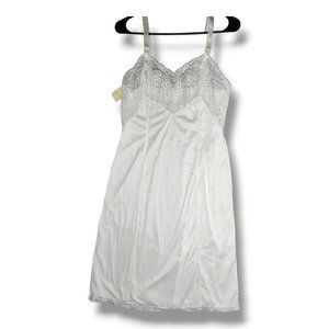 Vintage Wonder Maid Size 34 Full Slip Dress Non Cling White Nylon Lace 2710 NEW